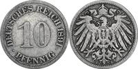 DEUTSCHLAND 10 Pfennig J 13 - Kursmünze aus dem Kaiserreich -