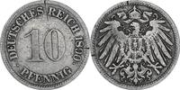 DEUTSCHLAND 10 Pfennig J 13 - Kursmünze aus dem Kaiserreich -