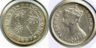 Weltmünzen 10 Cents Hong Kong Silver Coin - Queen Victoria - H583 -