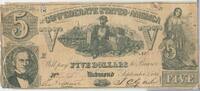 USA Banknoten 1861 $ $5 Five Dollars Confederate States Of America Note Currency T-37 - SR963 -