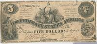 USA Banknoten 1861 $ $5 Five Dollars Confederate States Of America Note Currency T-36 - SR964 -
