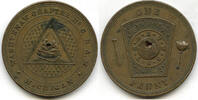 Exonumia Token Washtenaw Chapter Michigan Masonic Medal Round One Penny Holed - C892 -