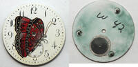 Sonstiges Waltham 12 Size Red & Black Butterfly Color Pocket Watch Porcelain Dial - LW456 -