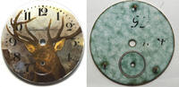Sonstiges Hampden 18 Size 6 Point Elk Bull Stag Nature Pocket Watch Porcelain Dial LW522 -