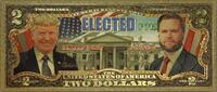USA Banknoten $2 Donald Trump J.D. Vance Elected Novelty 24K Gold Foil Plated Note Bill GFN92 -