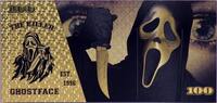 USA Banknoten Scream GhostFace $100 Horror Note Full Color Novelty 24K Gold Plated Bill XX009 -