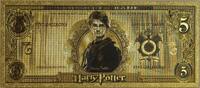US Paper Money  Harry Potter 5 Galleons Gringotts Bank Note Novelty 24K Gold Plated Bill XX011