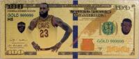 USA Banknoten Lebron James $100 Note Cleveland Cavaliers Novelty 24K Gold Plated Bill XX071 -