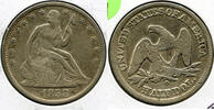 USA Half Dollar 1858-O Seated Liberty Silver - New Orleans Mint - L809 -