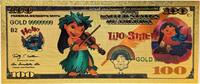 USA Banknoten 100 Dollar Lilo Lilo & Stitch Disney $ 24K Gold Foil Plated Note Bill - XX116 -