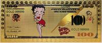 USA Banknoten 100 Dollar Betty Boop Cartoon $ 24K Gold Foil Plated Note Bill - XX121 -