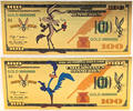 USA Banknoten 100 Dollar Wile E Coyote & Road Runner Looney Tunes $ 24K Gold Plated Bills XS27 -