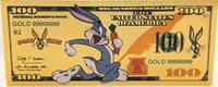 USA Banknoten 100 Dollars Bugs Bunny Looney Tunes $ 24K Gold Foil Plated Note Bill - XX127 -