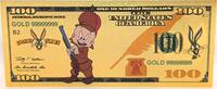 USA Banknoten 100 Dollars Elmer J Fudd Looney Tunes $ 24K Gold Foil Plated Note Bill - XX132 -