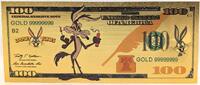 USA Banknoten 100 Dollars Wile E. Coyote Looney Tunes $ 24K Gold Foil Plated Note Bill - XX133 -