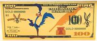 USA Banknoten 100 Dollars Roadrunner Looney Tunes $ 24K Gold Foil Plated Note Bill - XX134 -