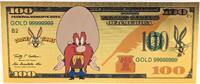 USA Banknoten 100 Dollars Yosemite Sam Looney Tunes $ 24K Gold Foil Plated Note Bill - XX136 -