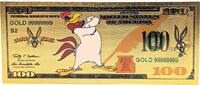 USA Banknoten 100 Dollars Foghorn Leghorn Looney Tunes $ 24K Gold Foil Plated Note Bill - XX139 -