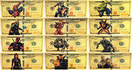 USA Banknoten 100 Dollars Avengers MARVEL Superheroes $ 24K Gold Plated Bills Notes - XS22 -