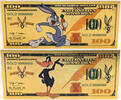 USA Banknoten 100 Dollar Looney Tunes Bugs Bunny & Daffy Duck $ 24K Gold Plated Bills - XS24 -