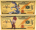 USA Banknoten 100 Dollar Bugs Bunny & Elmer Fudd Looney Tunes $ 24K Gold Plated Bills - XS26 -