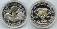 Anlagemünzen Sterling Super Bowl XXIX Silver 1920 - 1994 Proof Medal Round Game Coin - H805 -