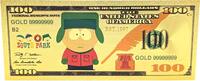 USA Banknoten 100 Dollars Kyle Broflovski South Park $ 24K Gold Foil Plated Note Bill - XX154 -