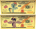 USA Banknoten My Little Pony Rainbow Dash Twilight Sparkle $100 24K Gold Plated Bills - XS29 -