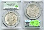 US Coins Dollar 1889 Morgan Silver CAC Unc Details Harshly Cleaned - Philadelphia - R588 -