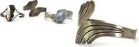 Other Sterling Southwest Signed MOP Osmena 5.5-7 inch Cuff Bracelet Lot of 3 AJ020 -