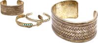 Other Sterling Southwest Turquoise 6-6.5in Feather Cable Cuff Bracelet Lot of 3 -AJ063 -