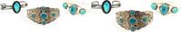 Other Sterling Southwest Bezel Set Turquoise 6-7.5in Cuff Bracelet Lot of 3 - AJ067 -