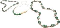 Other Sterling Southwest Malachite Station 19-25in Pendant Necklace Lot of 2 - AJ073 -