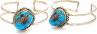 Other Sterling Southwest Signed DG Turquoise 6.5in Split Shank Cuff Bracelet - AJ077 -