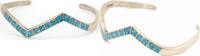 Other Sterling Southwest Turquoise Chip Inlay Zig Zag 7in Vintage Cuff Bracelet -AJ109 -