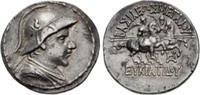 BAKTRIA, Greco-Baktrian Kingdom. Eukratides I Megas. Circa 170-145 BC. AR Tetrad -