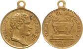 Frankreich, Kaiserreich Tragbare vergoldete Bronzemedaille Napoleon III., 1852 - 1870, auf die Einweihung des Grabmals Napoleon I. -
