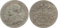 Vatikan 1 Lira Pius IX., 1846 - 1878, Typ mit kleinem Kopf -