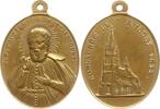 Frankreich - Lothringen - Vogesen Vergoldete hochovale Bronzemedaille Gemeinde Mattaincourt, a.d. Heiligen Pierre Fourier und die im gewidmete Kirche -