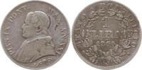 Vatikan 1 Lira Pius IX., 1846 - 1878, Typ mit kleinem Kopf -