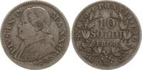 Vatikan 10 Soldi Pius IX., 1846 - 1878, An XXIII, großes R -