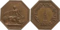 Frankreich, Königreich oktogonale Bronzemedaille Ludwig XV., 1715 - 1774, Finanzwesen, Schatztruhe, Caisse d'Escompte -