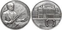 Polen - Warschau Große Silbermedaille auf den Komponisten Stanislaw Moniuszko, 1819 - 1872, Ansicht Teatr Wielki -