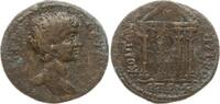 Römische Provinzen, Pontos AE-29 Geta, 198 - 209, Neocaesarea, Brb. n.r. / Tempel mit vier Säulen -