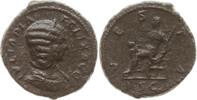 Römische Kaiserzeit Dupondius oder As Julia Domna, 193 - 217, Vesta sitzt n.l. mit Simpulum und Zepter auf Thron -