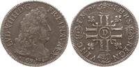 Frankreich, Königreich 1/4 Ecu aux 8 L Ludwig XIV., 1643 - 1715, Lyon, réformation -
