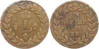 Frankreich, Königreich Decime Straßburg, Variante mit Punkt hinter Jz., 1ère Restauration, 1814 - 1815 -