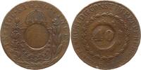 Brasilien 40 Reis Pedro II., 1831 - 1889, Rio de Janeiro, Gegenstempel auf 80 Reis Pedro I. -