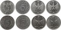 Bundesrepublik Deutschland 5 Mark kompletter Jahrgang, 4 Stücke -