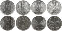 Bundesrepublik Deutschland 5 Mark kompletter Jahrgang, 4 Stücke -